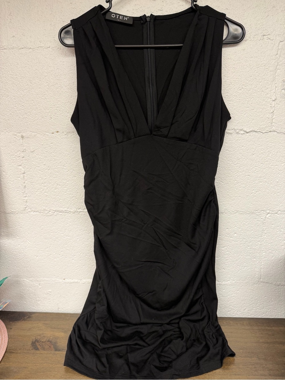 OTEN Black V-Neck Mini Dress